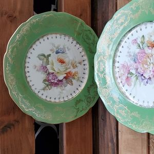 Vtg 6 F&B BOHEMIA porcelain floral plates